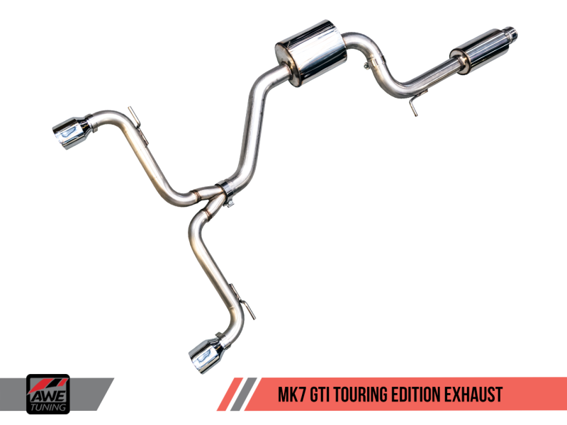 AWE Tuning 3015-32046 - VW MK7 GTI Touring Edition Exhaust - Chrome Silver Tips
