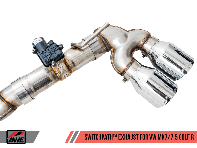 AWE Tuning 3025-42066 - Volkswagen Golf R MK7.5 SwitchPath Exhaust w/Chrome Silver Tips 102mm