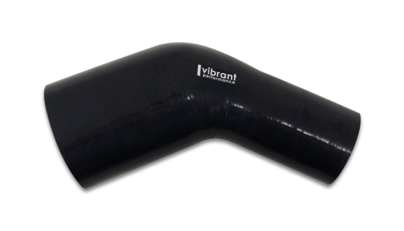 Vibrant 19757 - 2.00in ID x 2.50in ID Gloss Black Silicone 45 Degree Transition Elbow