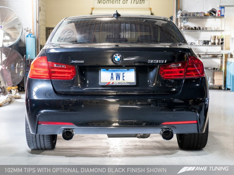 AWE Tuning 3010-33030 - BMW F3X 335i/435i Touring Edition Axle-Back Exhaust - Diamond Black Tips (102mm)