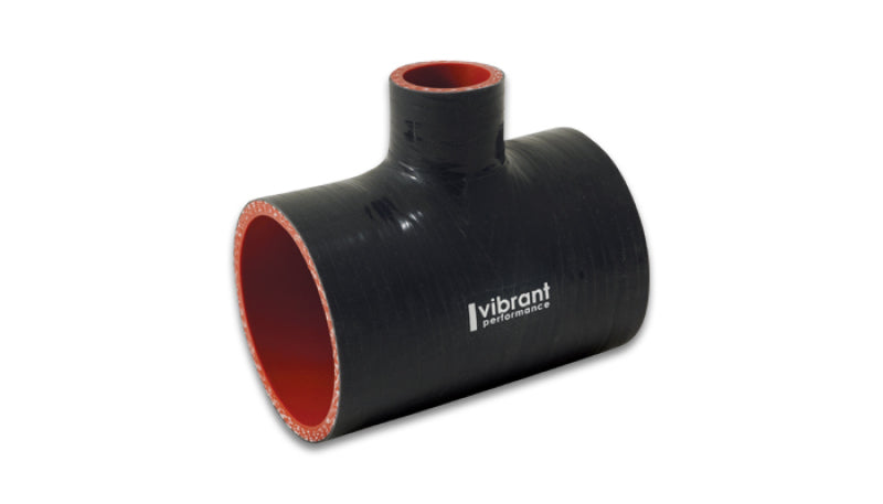 Vibrant 19691 - 4 Ply Reinforced Silicone T Adapter - 3in Outlet ID x 4in OAL x 1in Branch ID (BLACK)