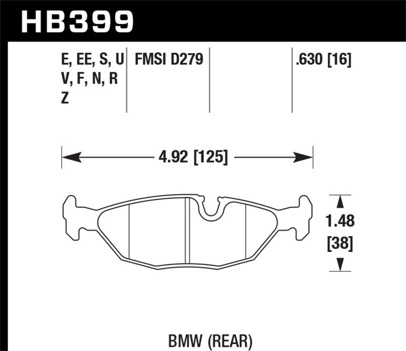 Hawk Performance HB399S.630 -Hawk 84-4/91 BMW 325 (E30) HT-10 Rear Race Pads (NOT FOR STREET USE)
