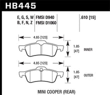 Load image into Gallery viewer, Hawk Performance HB445F.610 - Hawk 02-06 Mini Cooper / Cooper S HPS Street Rear Brake Pads