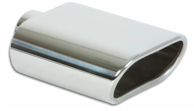 Vibrant 1405 - 5.5in x 3in Oval SS Exhaust Tip (Single Wall Angle Cut Rolled Edge)