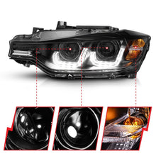 Load image into Gallery viewer, ANZO 121504 - 2012-2015 BMW 3 Series Projector Headlights w/ U-Bar Black