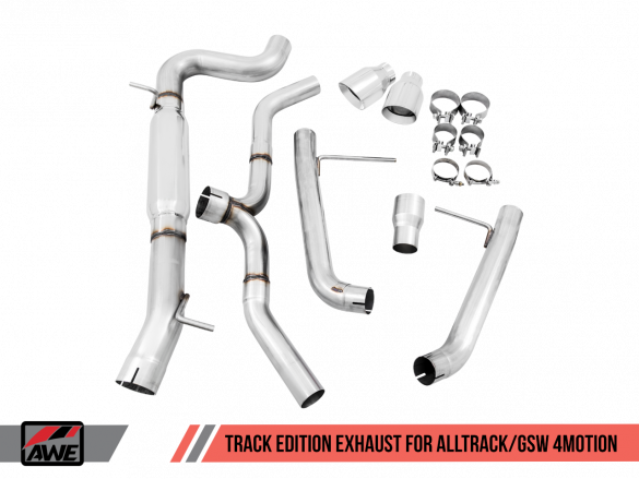 AWE Tuning 3020-32044 - VW MK7 Golf Alltrack/Sportwagen 4Motion Track Edition Exhaust - Polished Silver Tips