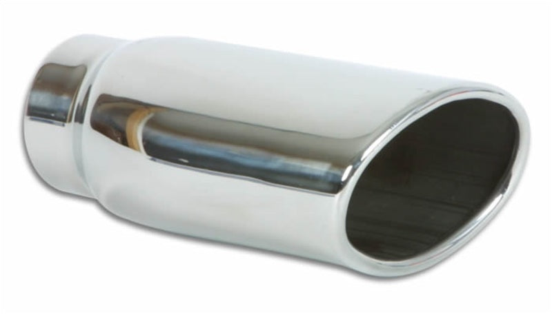 Vibrant 1406 - 4.5in x 3in Oval SS Exhaust Tip (Single Wall Angle Cut Rolled Edge)