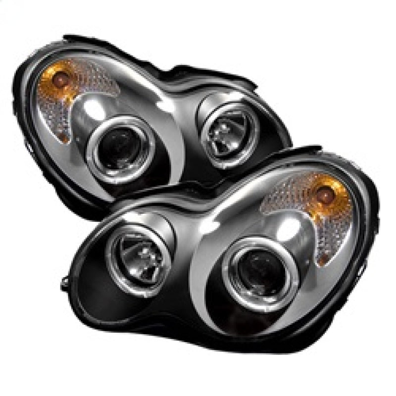 SPYDER 5011251 -Spyder Mercedes Benz C-Class 01-05 4 DrProjector Headlights Halogen LED Halo Blk PRO-YD-MBW203-HL-BK