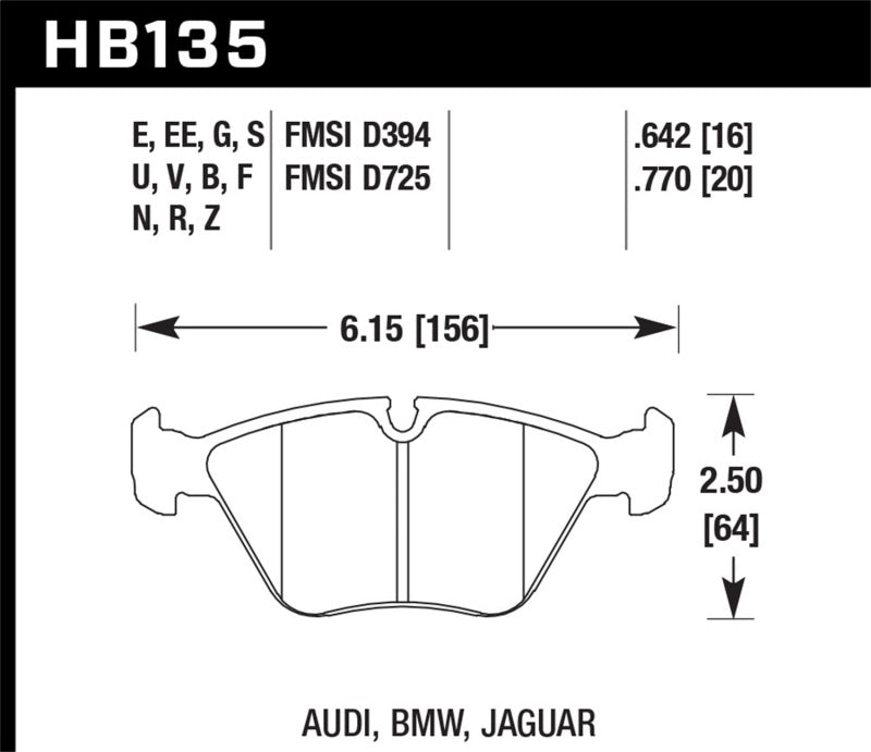 Hawk Performance HB135S.760 - Hawk 95-02 BMW M3 HT-10 Race Front Brake Pads