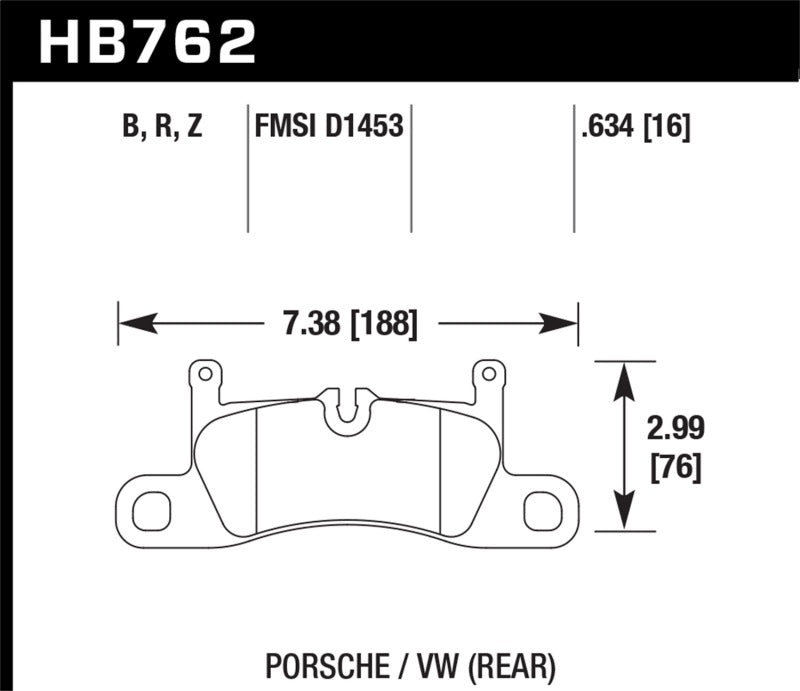 Hawk Performance HB762B.634 - Hawk 2015 Porsche Cayenne HPS 5.0 Rear Brake Pads
