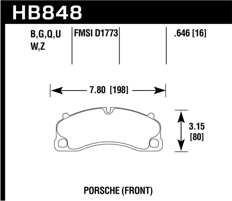 Hawk Performance HB848B.646 - Hawk 14-19 Porsche 911 GT3/GT3 RS / 2016 Porsche Cayman GT4 HPS 5.0 Front Brake Pads