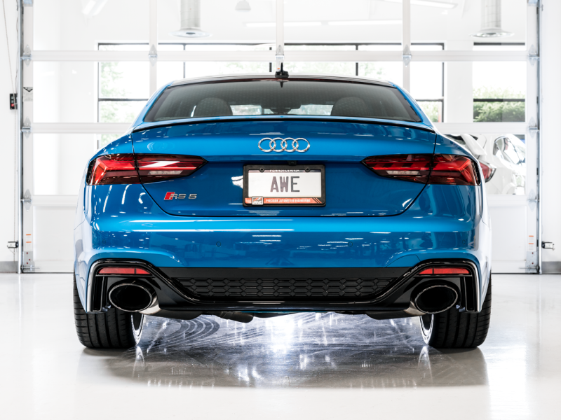 AWE Tuning 3015-33321 - Audi B9.5 RS5 Sportback Non-Resonated Touring Edition Exhaust - RS-Style Diamond Blk Tips