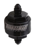 Turbosmart TS-0804-1002 - Billet Turbo Oil Feed Filter w/ 44 Micron Pleated Disc AN-4 Male Inlet - Black