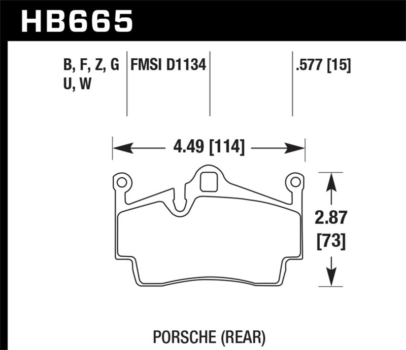 Hawk Performance HB665G.577 - Hawk 2012-2015 Porsche Boxster DTC-60 Race Rear Brake Pads
