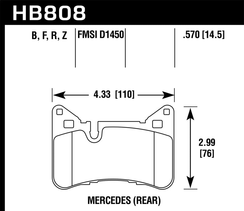 Hawk Performance HB808Z.570 - Hawk 10-15 Mercedes-Benz E63 AMG / 14-16 Mercedes-Benz E63 AMG S Ceramic Street Rear Brake Pads