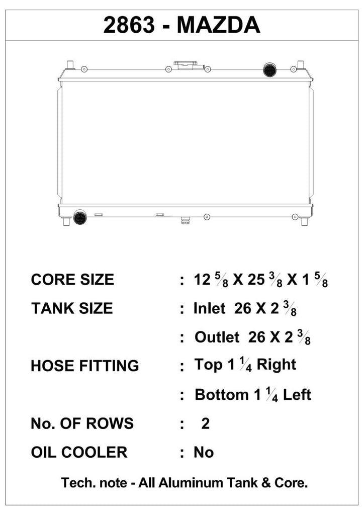 CSF 2863 - 98-05 Mazda Miata Radiator