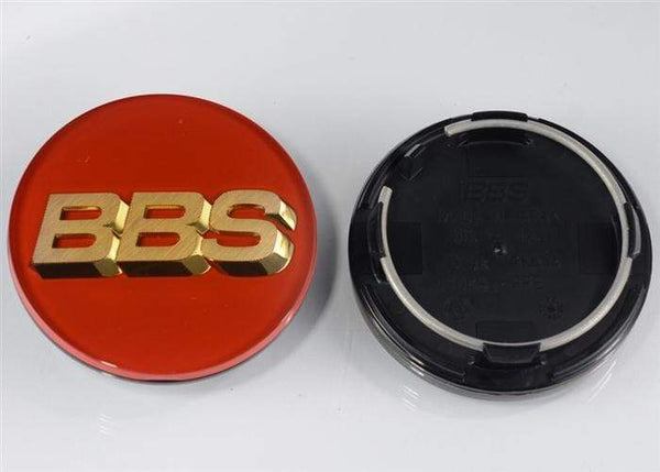 BBS 56.24.126 - Center Cap - 70mm Red w/ Gold 3D Logo (4-tab)