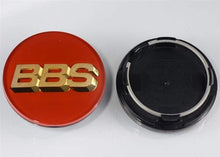 Load image into Gallery viewer, BBS 56.24.126 - Center Cap - 70mm Red w/ Gold 3D Logo (4-tab)