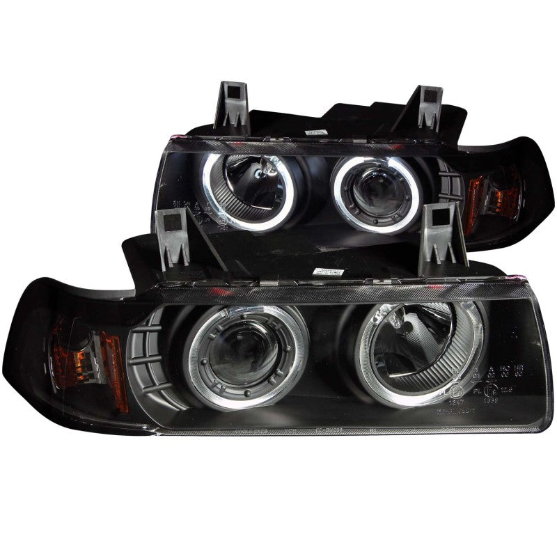 ANZO 121325 - 1992-1998 BMW 3 Series E36 Projector Headlights w/ Halo Black G2 1 pc