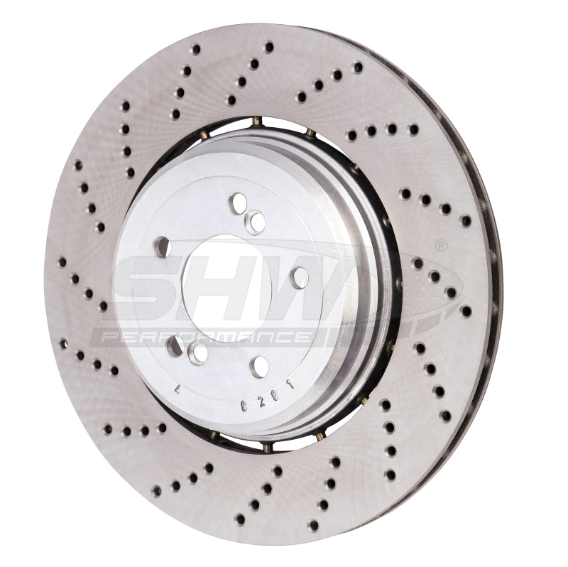SHW Performance BRL48071 -SHW 06-10 BMW M5 5.0L Left Rear Cross-Drilled Lightweight Brake Rotor
