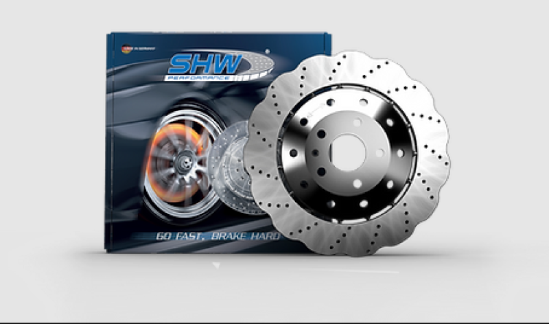 SHW Performance AFX47415 -SHW 14-18 Audi RS7 4.0L Front Drilled-Dimpled Lightweight Wavy Brake Rotor