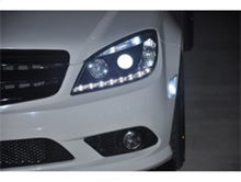 Load image into Gallery viewer, SPYDER 5042262 - Spyder Mercedes Benz C-Class 08-11 Projector Headlights Halogen - DRL Blk PRO-YD-MBW20408-DRL-BK