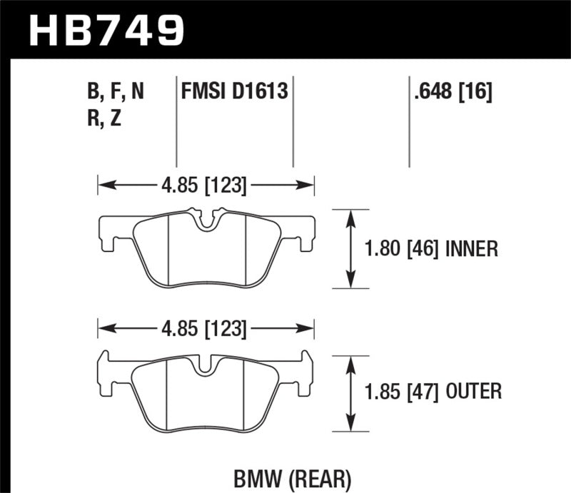 Hawk Performance HB749B.648 - Hawk 13-14 BMW 328i/328i xDrive / 2014 428i/428i xDrive HPS 5.0 Rear Brake Pads