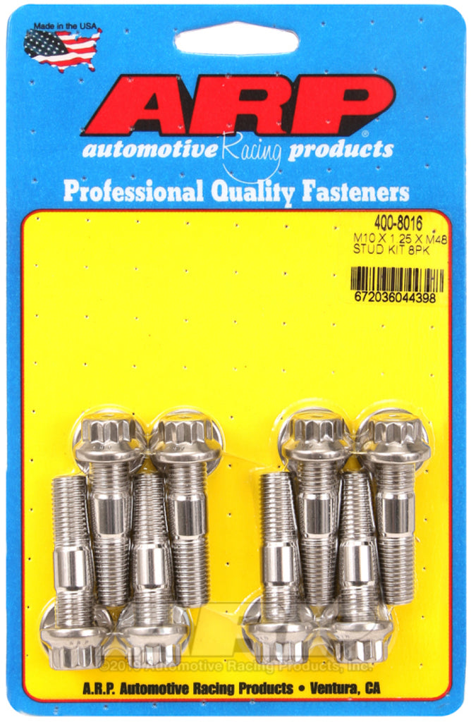 ARP 400-8016 - Sport Compact M10 x 1.25 x 48mm Stainless Accessory Studs (8 pack)
