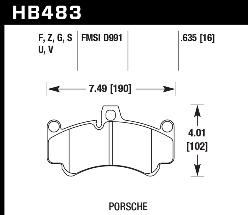 Hawk Performance HB483F.635 - Hawk Porsche 911 Targa 4/Targa 4S/GT2/GT3/GT3 CUP/GT3 RSR/Turbo/Carrera GT Street Front Brake Pa