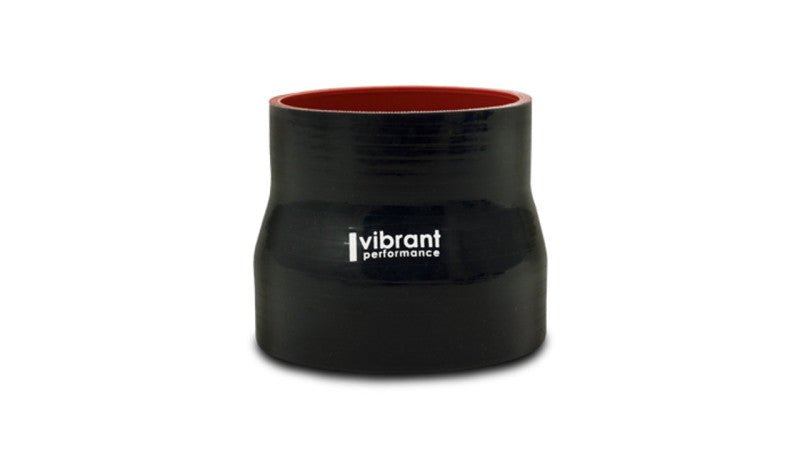 Vibrant 19748 - 3.5in I.D. x 4.250in I.D. x 4.5in Long 4 Ply Gloss Black Silicone Transition Hose