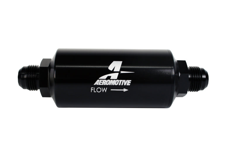 Aeromotive 12385 - In-Line Filter - AN -10 size Male - 10 Micron Microglass Element - Bright-Dip Black