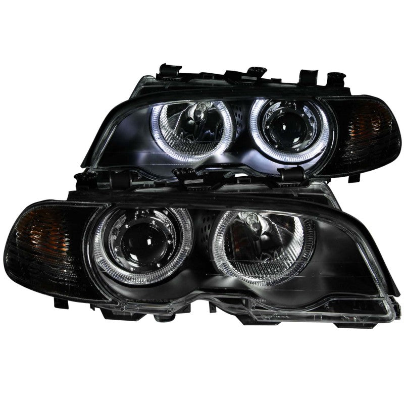 ANZO 121269 - 2000-2003 BMW 3 Series E46 Projector Headlights w/ Halo Black