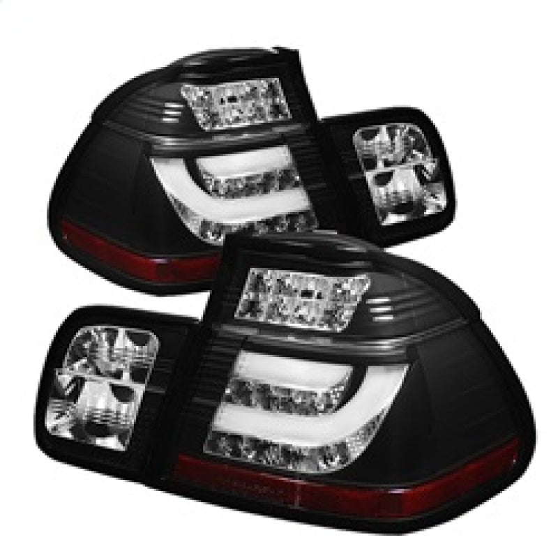 SPYDER 5015938 -Spyder BMW E46 3-Series 02-05 4Dr Light Bar Style LED Tail Lights Black ALT-YD-BE4602-4D-LBLED-BK