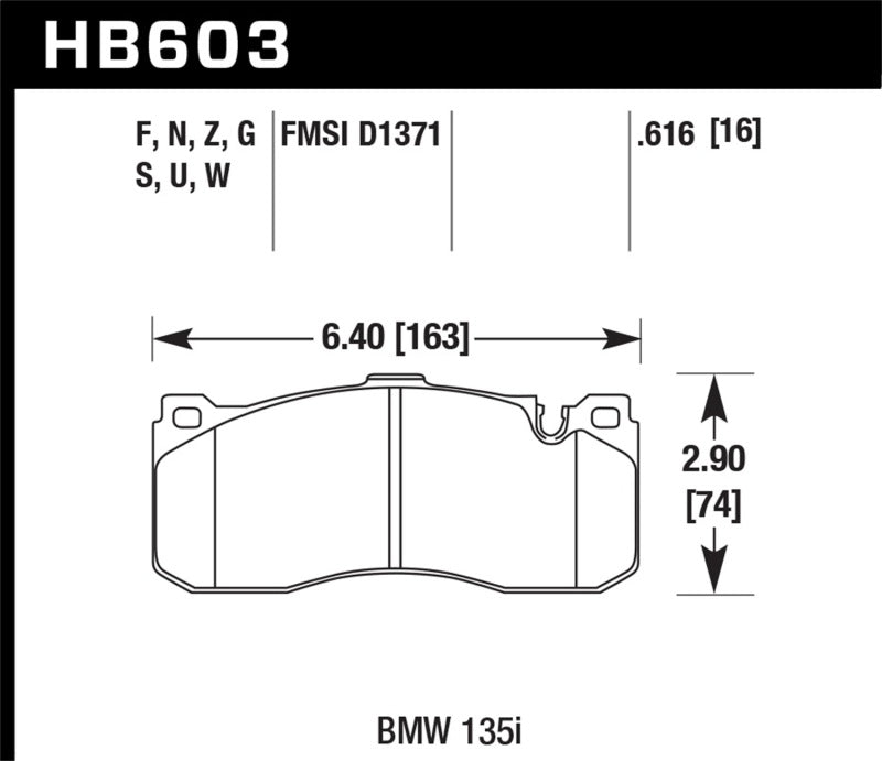 Hawk Performance HB603F.616 - Hawk BMW 135i HPS Street Front Brake Pads