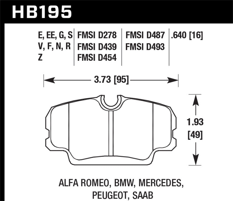 Hawk Performance HB195F.640 - Hawk 84-4/91 BMW 325 (E30) HT-10 HPS Street Front Brake Pads