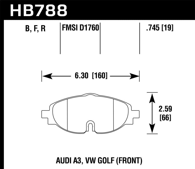 Hawk Performance HB788B.745 - Hawk 15-17 VW Golf / Audi A3/A3 Quattro Front High Performance Brake Pads