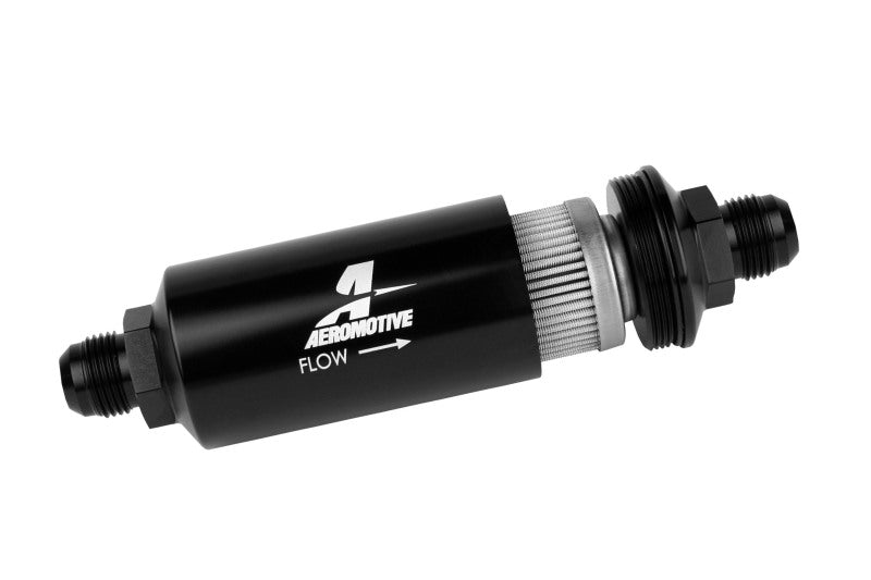 Aeromotive 12388 - In-Line Filter - (AN -10 Male) 40 Micron Stainless Mesh Element Bright Dip Black Finish