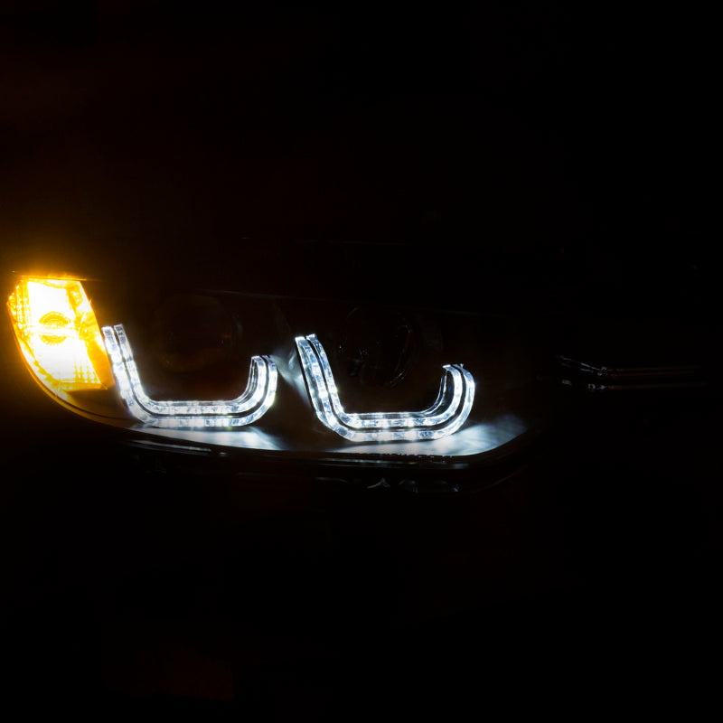 ANZO 121504 - 2012-2015 BMW 3 Series Projector Headlights w/ U-Bar Black