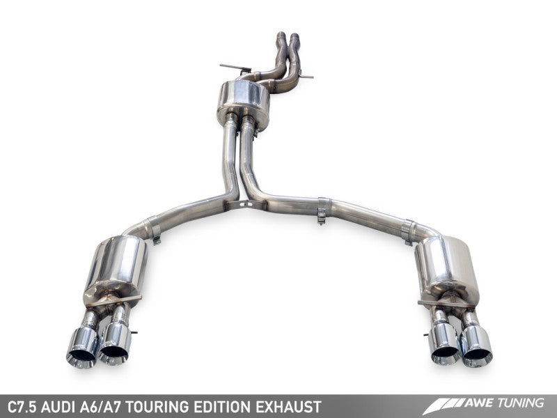 AWE Tuning 3015-43074 - Audi C7.5 A7 3.0T Touring Edition Exhaust - Quad Outlet Diamond Black Tips