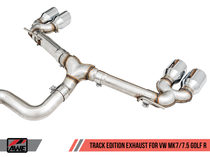 AWE Tuning 3015-42134 - Mk7 Golf R Track Edition Exhaust w/Chrome Silver Tips 102mm