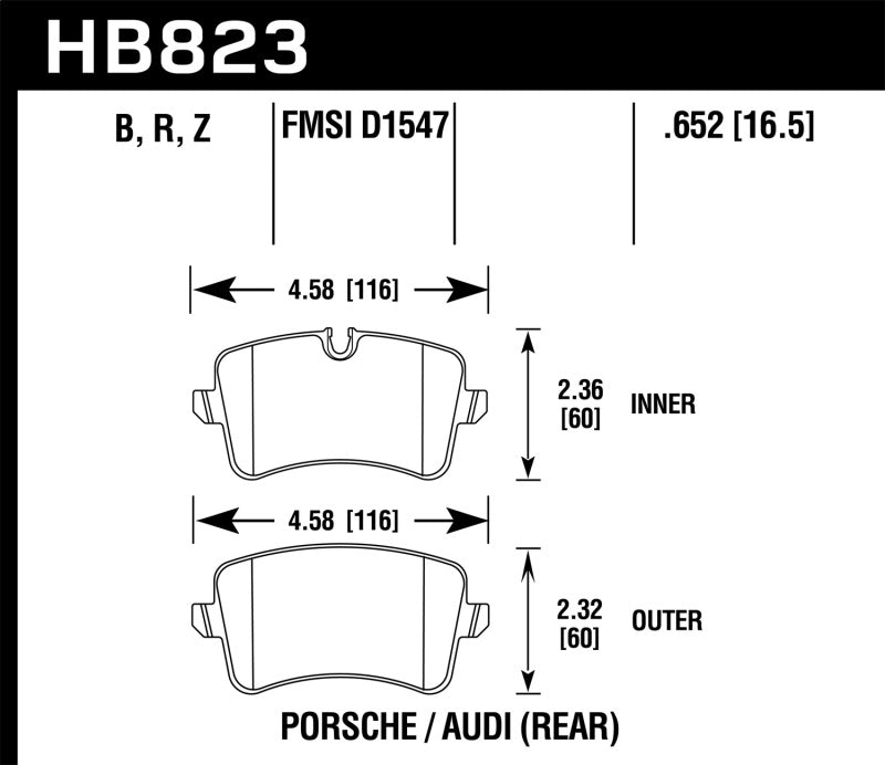 Hawk Performance HB823B.652 - Hawk 11-18 Audi A8 Quattro HPS 5.0 Rear Brake Pads