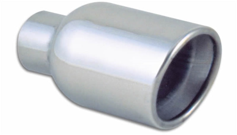 Vibrant 1303 - 4in Round SS Exhaust Tip (Double Wall Resonated Angle Cut Rolled Edge)