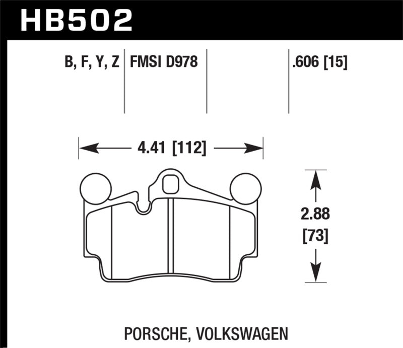 Hawk Performance HB502Z.606 - Hawk Porsche / Volkswagen Performance Ceramic Street Rear Brake Pads