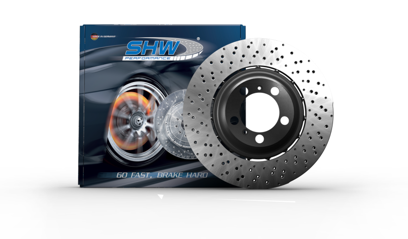 SHW Performance PFR49902 -SHW 18-19 Porsche 911 Carrera 4 GTS 3.0L w/o Ceramic Brake Right Frt Drilled-Dimpled LW Brake Rotor