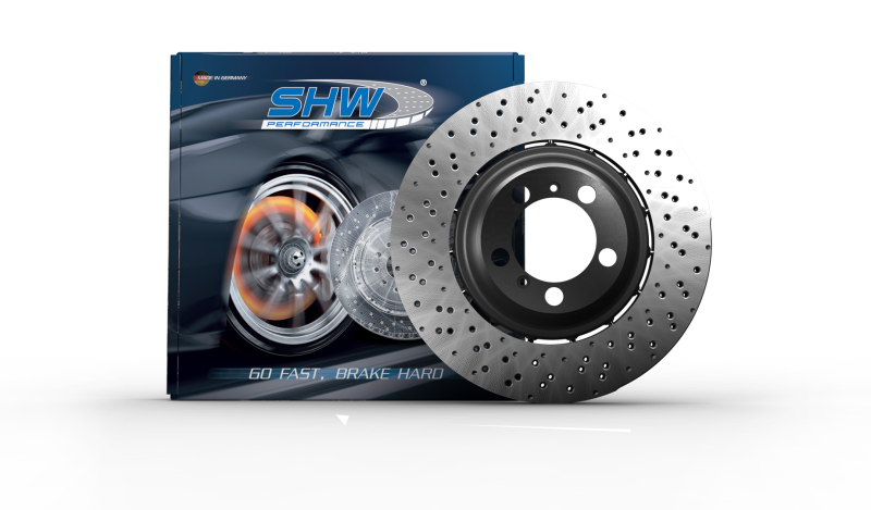 SHW Performance AFX47415 -SHW 14-18 Audi RS7 4.0L Front Drilled-Dimpled Lightweight Wavy Brake Rotor
