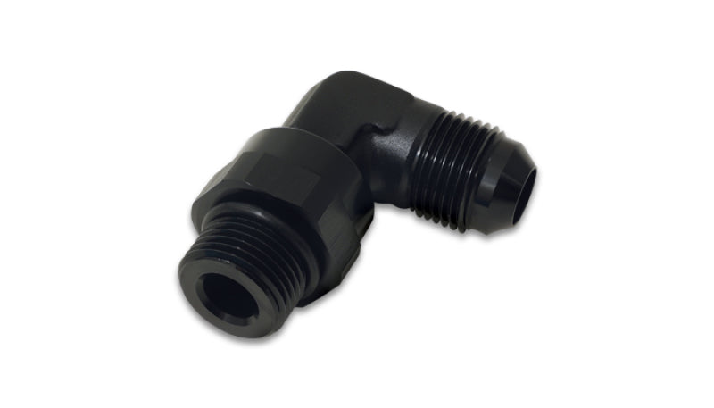 Vibrant 16960 - -6AN Male Flare to Male -6AN ORB Swivel 90 Degree Adapter Fitting - Anodized Black