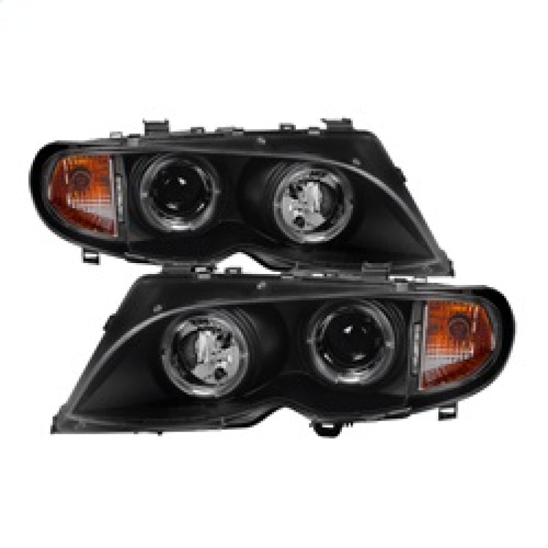 SPYDER 5042415 - Spyder BMW E46 3-Series 02-05 4DR Projector Headlights 1PC LED Halo Blk PRO-YD-BMWE4602-4D-AM-BK