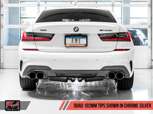 Load image into Gallery viewer, AWE Tuning 3015-42148 - 2019+ BMW M340i (G20) Non-Resonated Touring Edition Exhaust - Quad Chrome Silver Tips