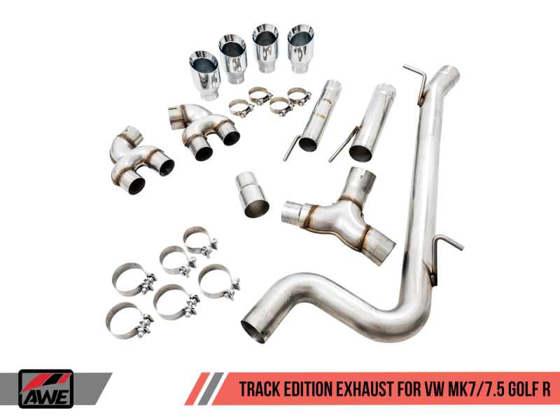 AWE Tuning 3015-42134 - Mk7 Golf R Track Edition Exhaust w/Chrome Silver Tips 102mm