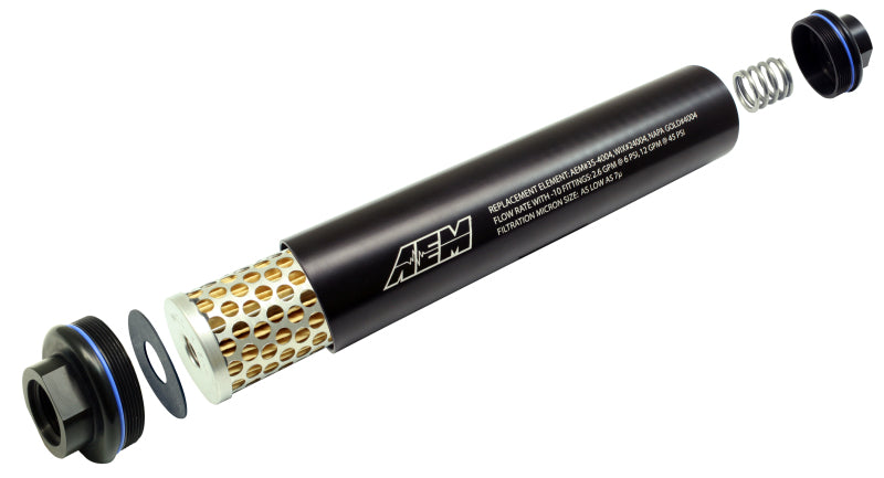 AEM 25-201BK - Universal High Flow -10 AN Inline Black Fuel Filter